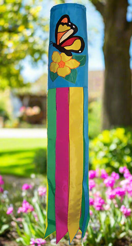 Butterfly & Flowers 40" Windsock