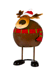 Wobbling Christmas Characters Table Decor featuring a cheerful reindeer in a Santa hat and scarf.