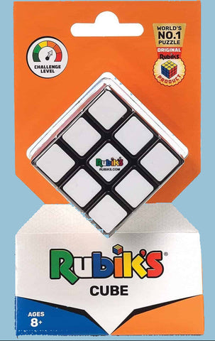 Rubik's Cube packaging with orange background and Rubik's logo