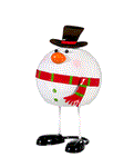 Wobbling Christmas Characters Table Decor featuring a cute snowman wearing a black hat and red scarf.