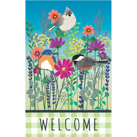 Wild Flowers Welcome House Linen Flag