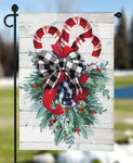 Candy Cane Swag Burlap Garden Flag
