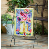 Floral Boots Textured Suede Garden Flag