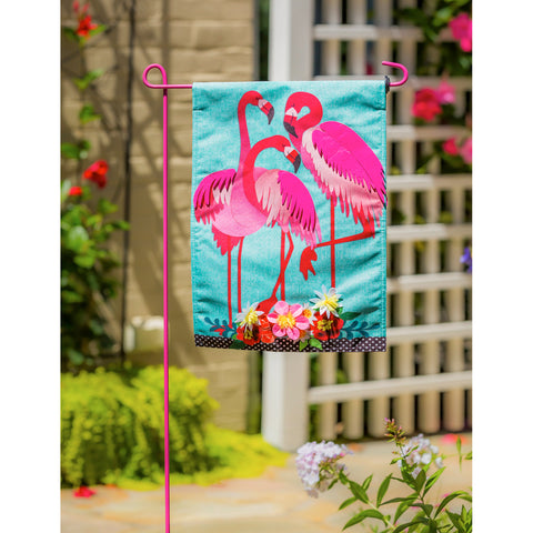 Flamingo Garden Linen Flag