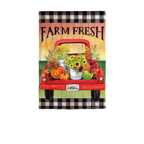 Farm Fresh Flower Truck  Garden "Suede" Flag