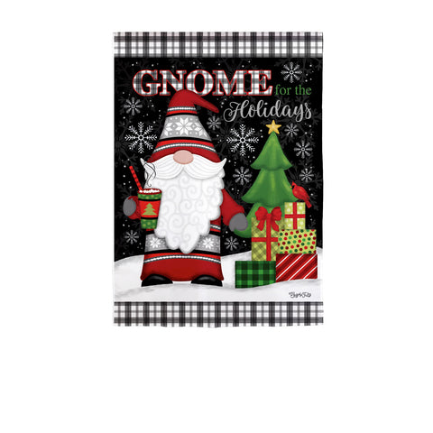 Gnome for the Holidays "Suede" Garden Flag