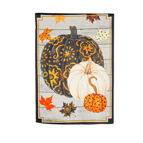 Patterned Pumpkins and Leaves House Size Flag
