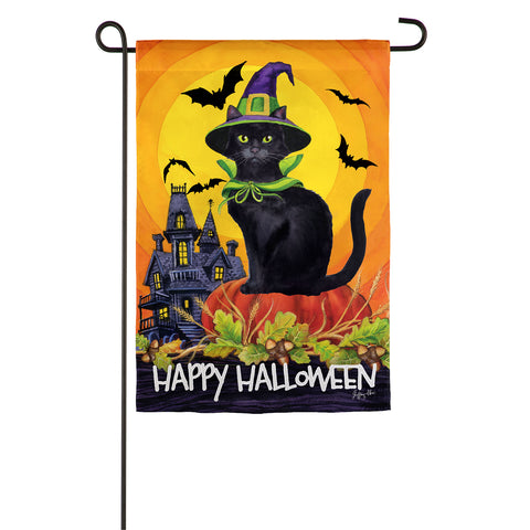 Halloween Black Cat "Suede" Flag
