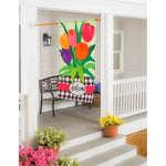 Welcome Spring Tulips House Applique Flag