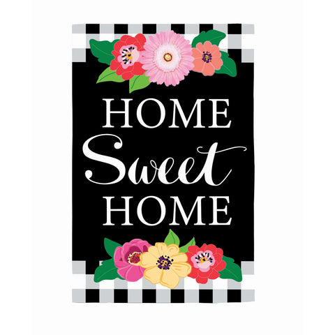 Floral Home Sweet Home House Applique Flag