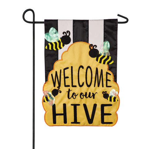 Welcome to our Hive Garden Applique Flag