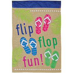 Flip Flop Fun Burlap Garden Flag