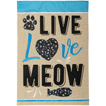 "Live, Love, Meow"Double Applique Garden Flag