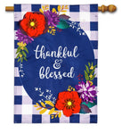 Fall Floral Check Garden Linen Flag