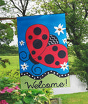 Welcome Ladybug Applique House Flag