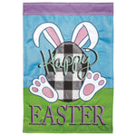 Happy Easter Plaid Bunny Double Applique Garden Flag