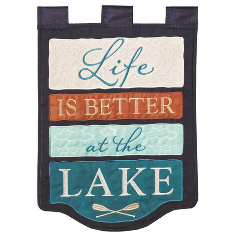 Life is Better on the Lake Applique  Garden Flag
