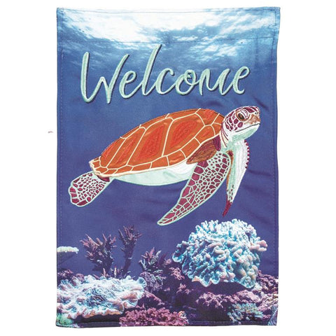 Welcome Sea Turtle Garden Flag