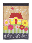 Grandma's House Double Applique Burlap House Flag