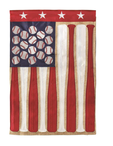Baseball Double Applique Garden Flag
