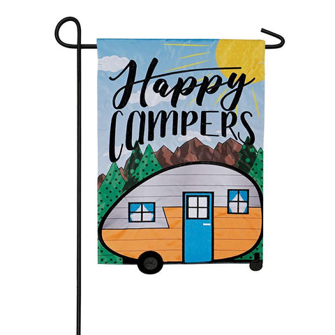 Happy Campers Double Applique Garden Flag